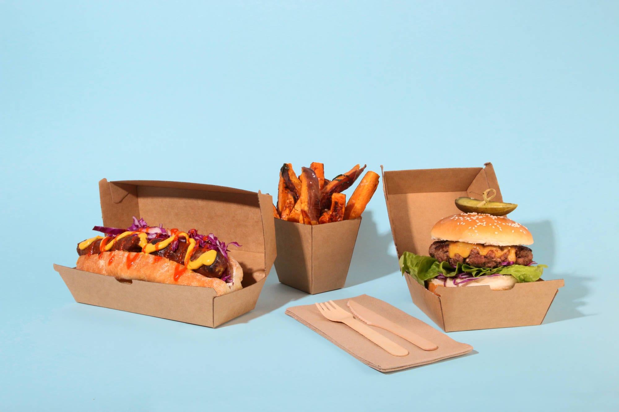 Compostable Kraft Burger Box Eco Friendly Takeaway Packaging