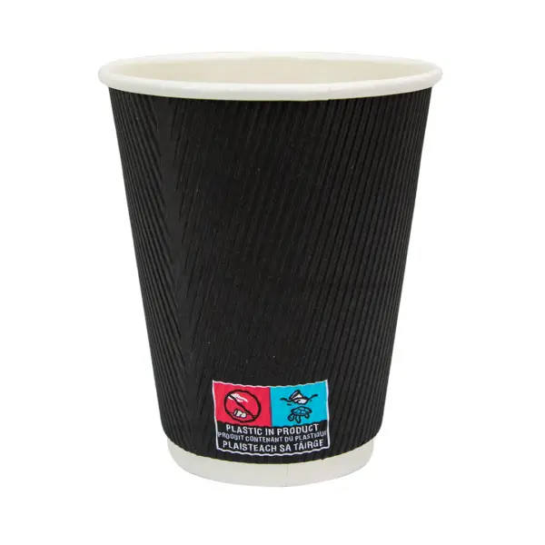 12oz Black Recyclable Ripple Cup PM3688 copy