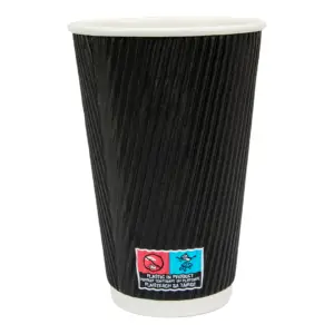 16oz Black Recyclable Ripple Cup PM3689 copy