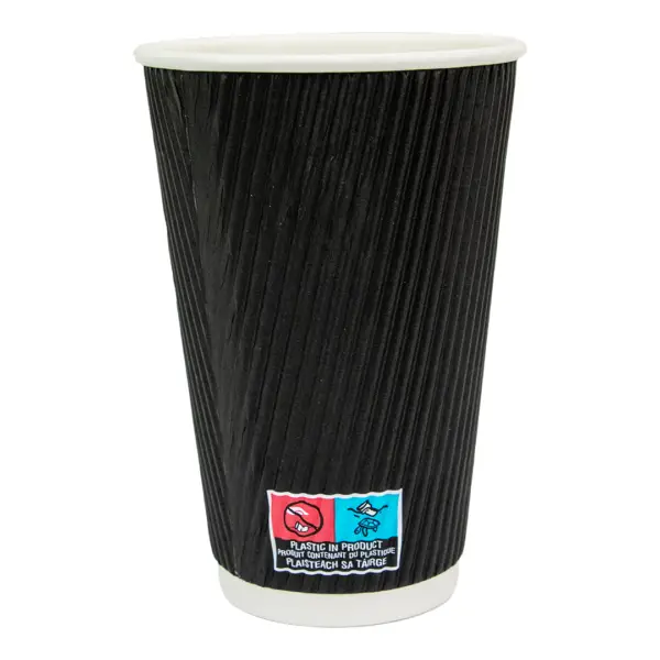 16oz Black Recyclable Ripple Cup PM3689 copy