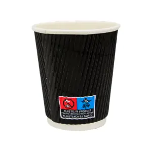 8oz Black Recyclable Ripple Cup PM3410 copy