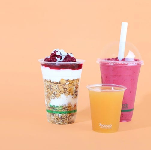 Ecoware coffee cups and smoothie cups