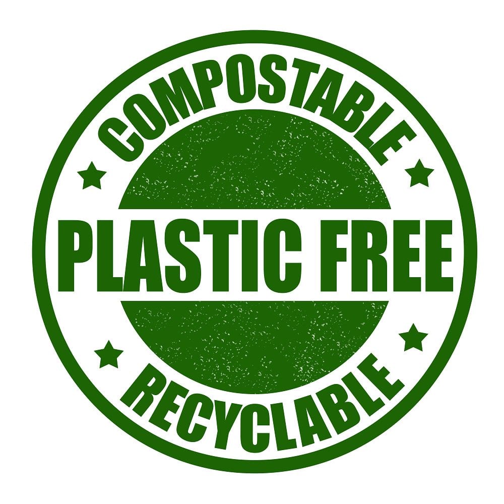 Compostable, plastic free, recyclable circular logo
