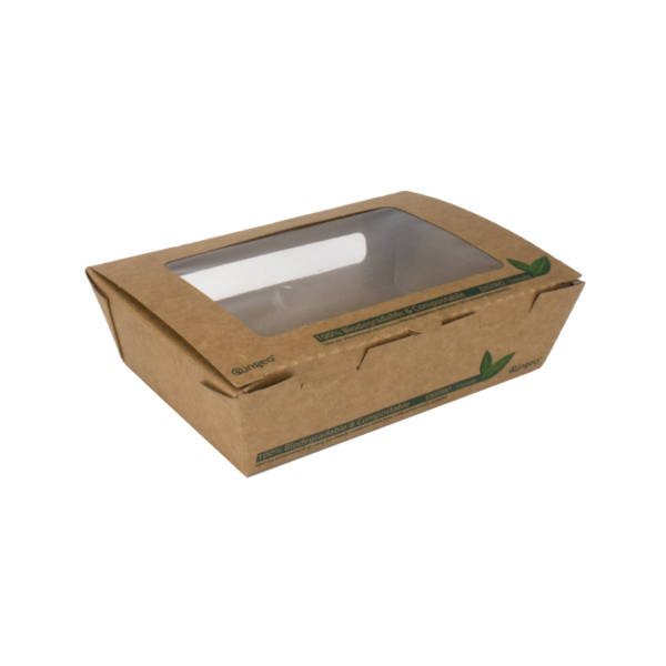 500ml Salad Box with Window Kraft Compostable Food Packaging TP3927 copy
