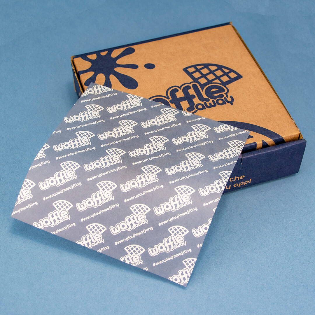 Waffle Away Branded Greaseproof paper and box