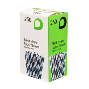 6mm Diameter Black & White Compostable Paper Straw TP3872 copy