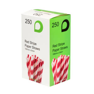 6mm Diameter Red & White Compostable Paper Straw TP3869 copy