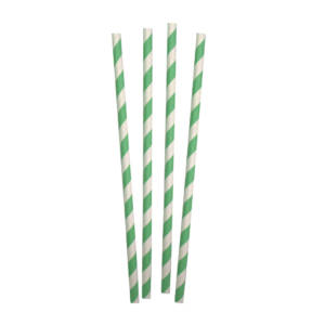 6mm Diameter Striped White & Green Compostable Paper Straw PM3485 copy