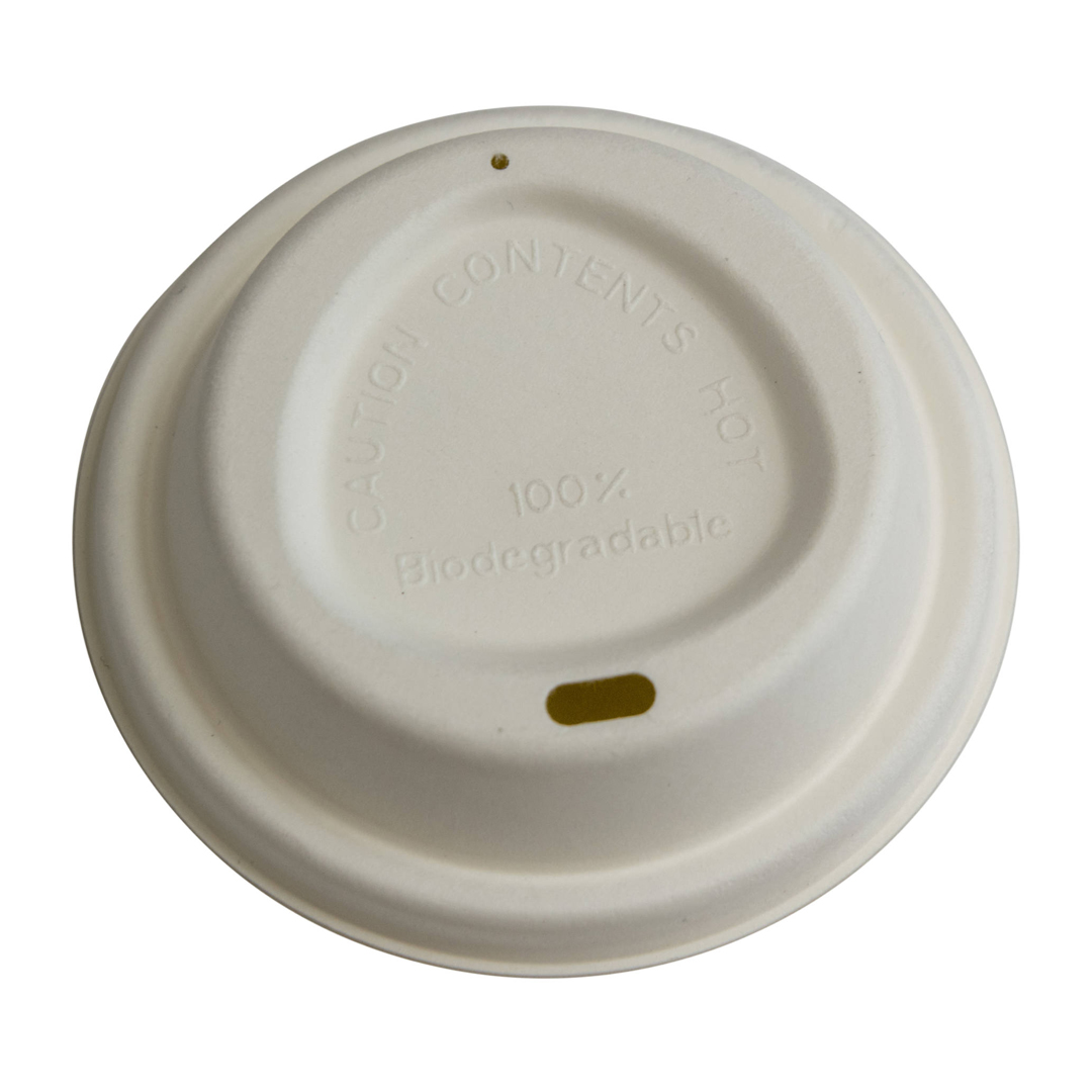 8oz White Bagasse Eco Cup Lid 80mm Compostable Packaging TP4039 copy
