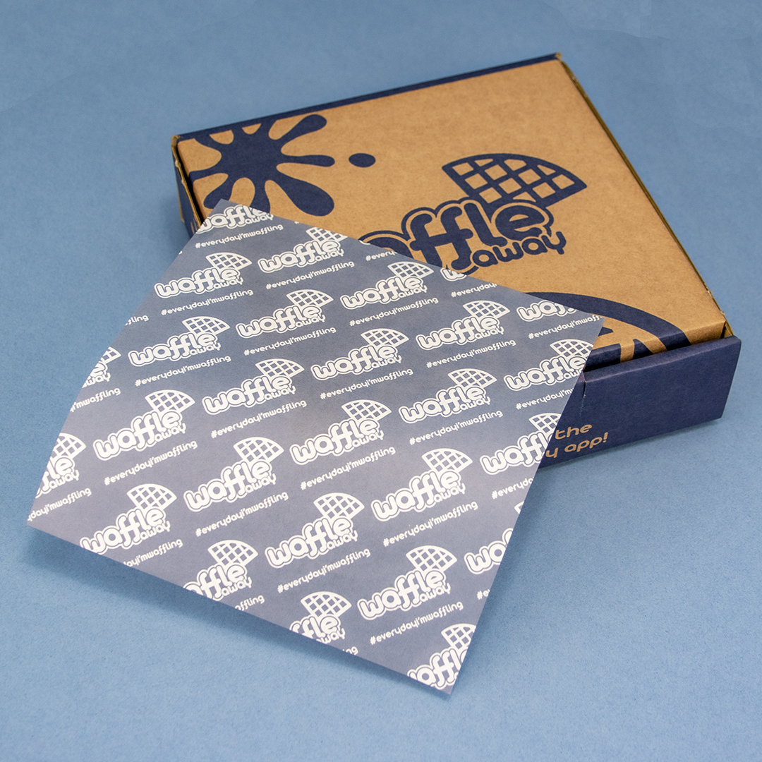 Waffle Away Branded Greaseproof paper and box