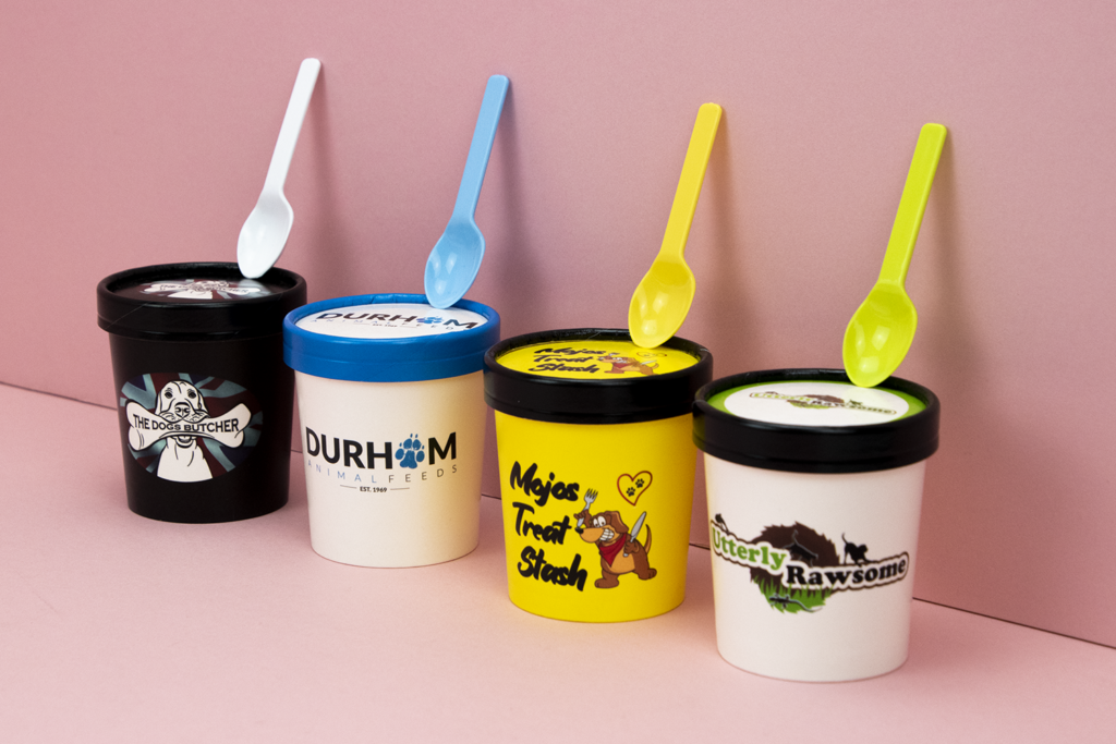 Branded Ice Cream Tubs and coloured PLA ice cream spoons